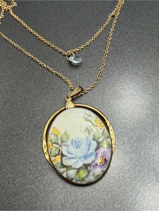 Jewelry - 💚💚50% Vintage Hand painted  Floral Porcelain Necklace #14UN